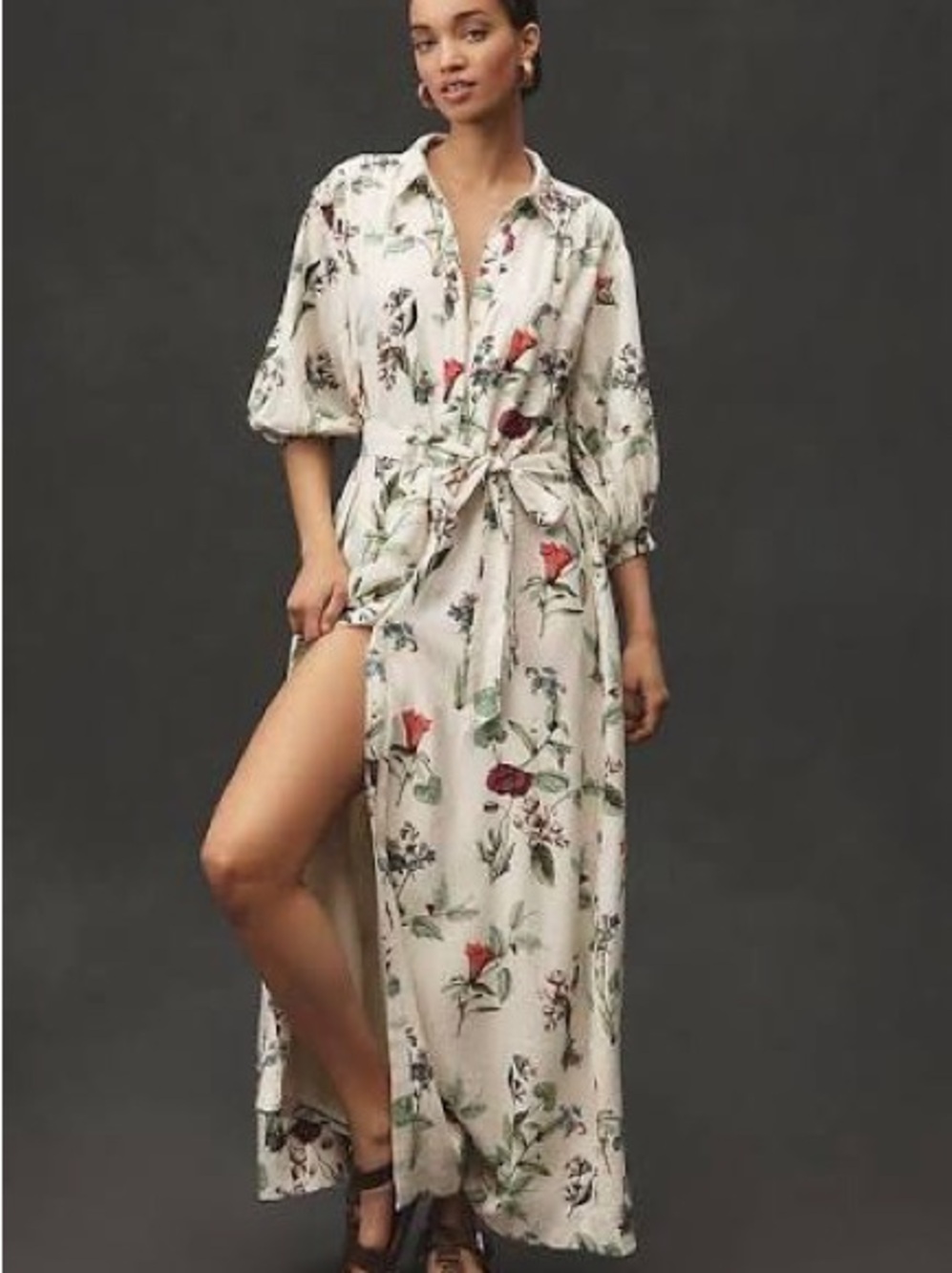 Anthropologie Maeve Mona Linen Shirt Dress